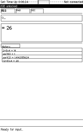 Radians mode in algebraic